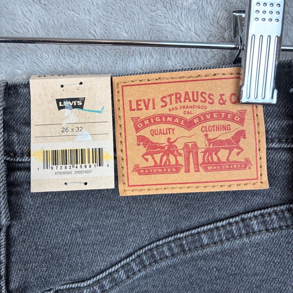 NWT Levi Ribcage Bell Women 26 Dark Gray High Waisted Flare Festival Boho Casual - Picture 7 of 16